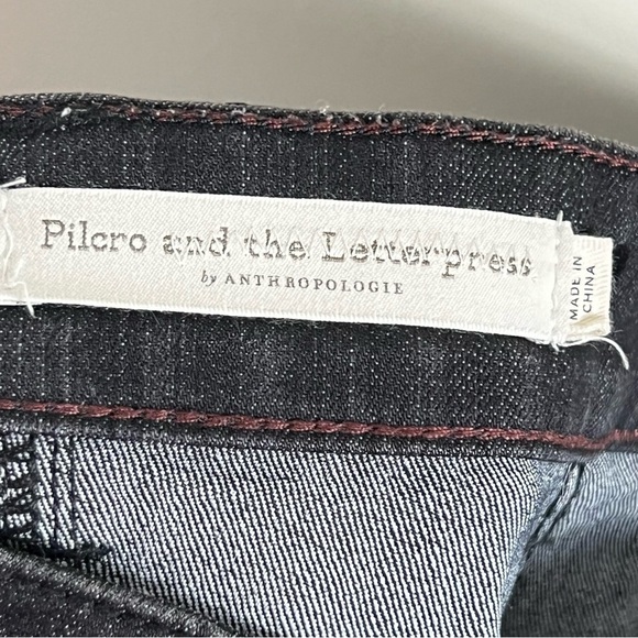 Anthropologie Pilcro Polka Dot Faded Black Wide Leg High Rise Crop Jeans Size 26 - Picture 9 of 14